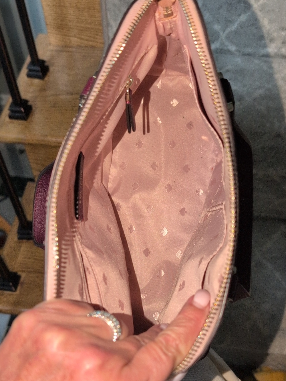Kate Spade Two-Tone Pink & Plum Dome Satchel - Picture 9 of 9